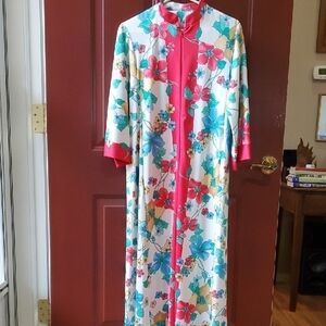 Evekyn Pearson vintage floral Women's Robe full zipper  Multicolor small